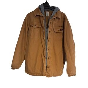 VTG Dickies Jacket Mens Medium Tan Hooded Workwear Quilted Canvas Coat XL 46-48